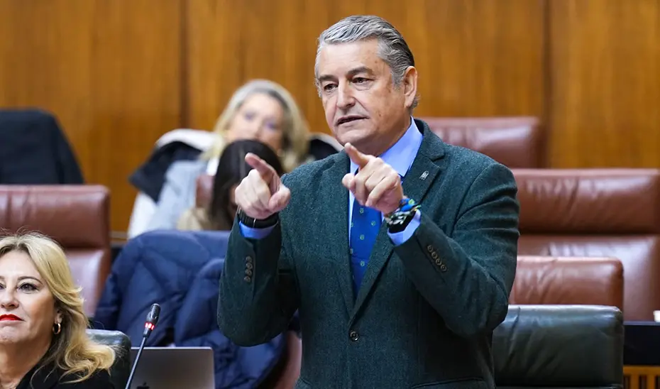 El consejero de Presidencia, Sanidad y Emergencias, Antonio Sanz, responde a una pregunta parlamentaria