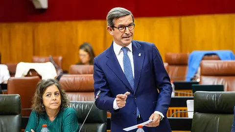 El consejero de Industria, Energía y Minas, Jorge Paradela, en una intervención en el Pleno del Parlamento andaluz