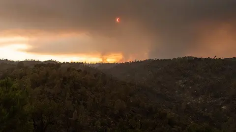 Eclipse en el incenio de Niebla, Huelva